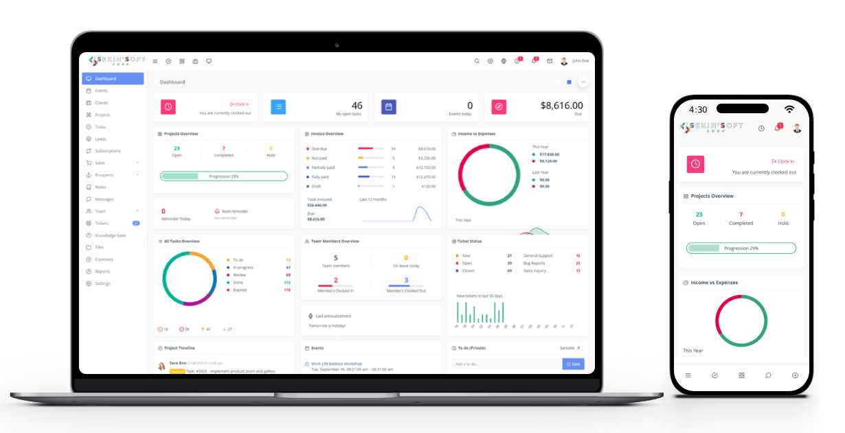 Dashboard de Klienz en portátil y móvil